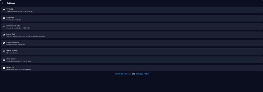 IPTV Player EPG program guide